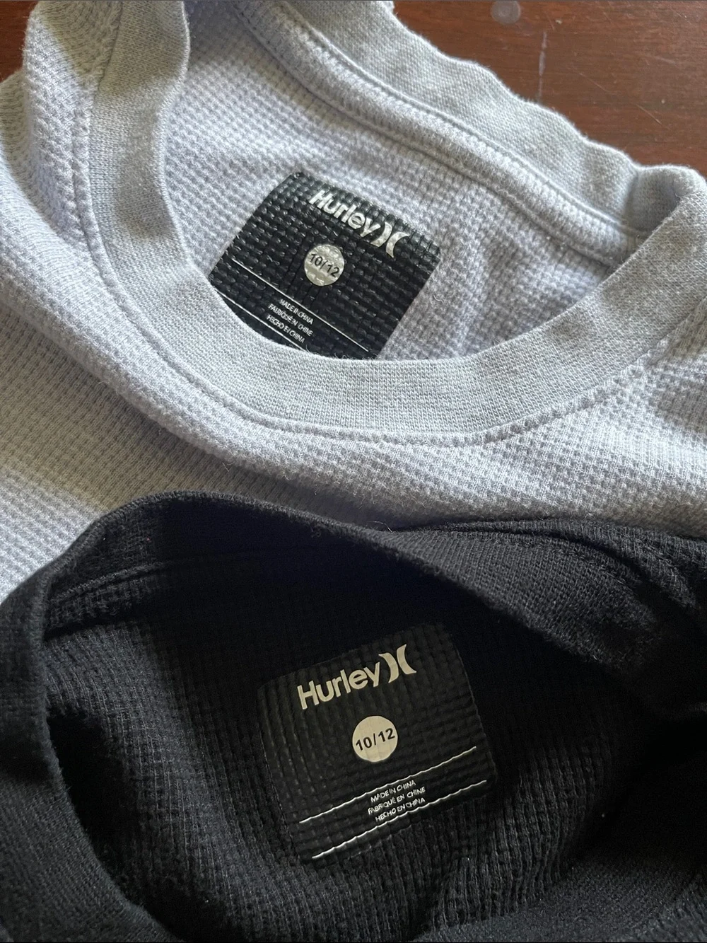 Hurley Boys lot of 2 Long Sleeve Thermal Shirts Black & Gray